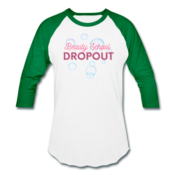 Beauty school Baseball T-Shirt - white/kelly green