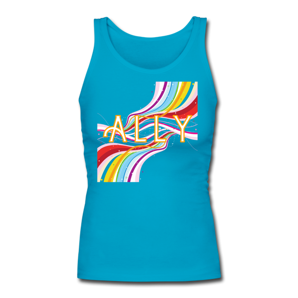 Ally Women's Longer Length Fitted Tank - turquoise