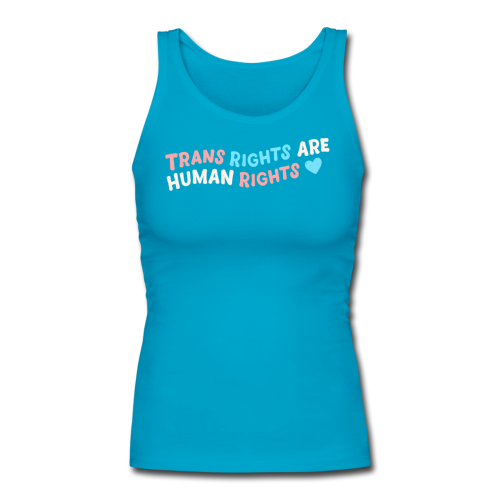 Trans Longer Length Fitted Tank - turquoise