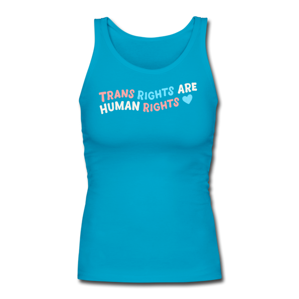 Trans Longer Length Fitted Tank - turquoise
