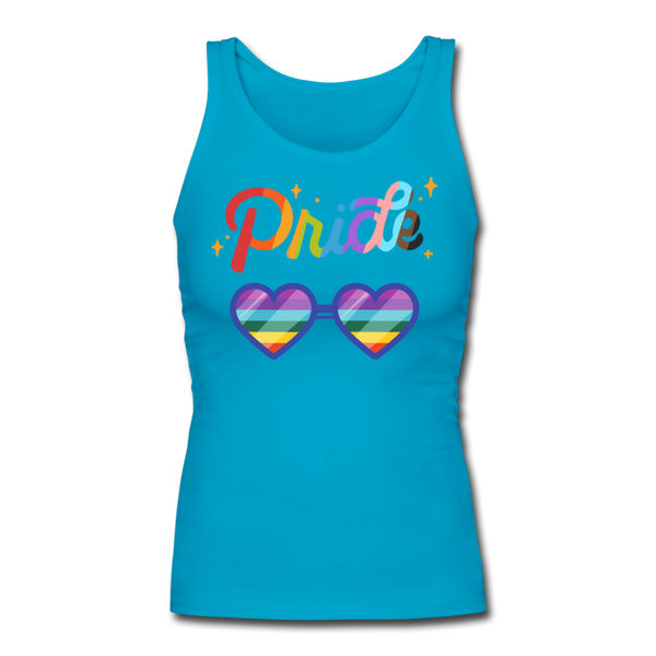 Pride Women's Longer Length Fitted Tank - turquoise