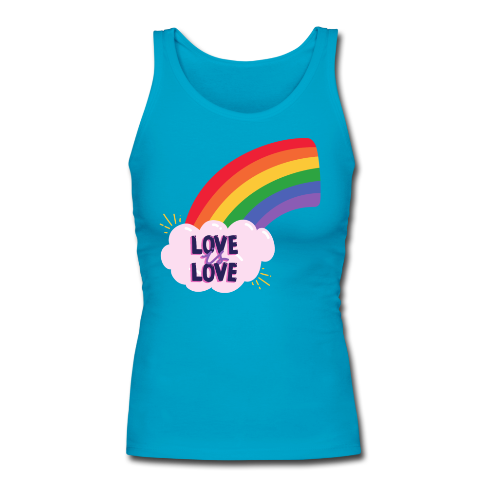 Love is love Women's Longer Length Fitted Tank - turquoise