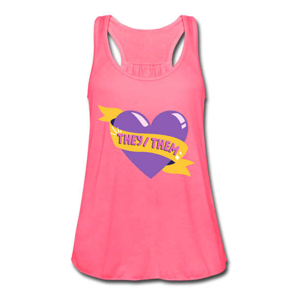 They/ Them Flowy Tank Top by Bella - neon pink