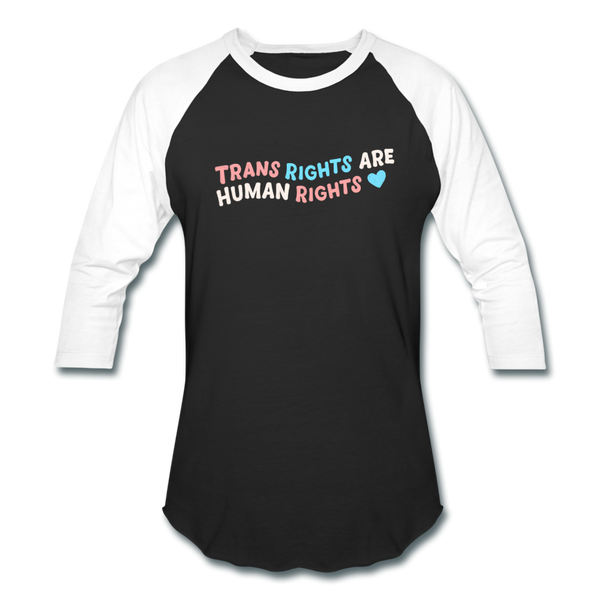Trans Rights Baseball T-Shirt - black/white