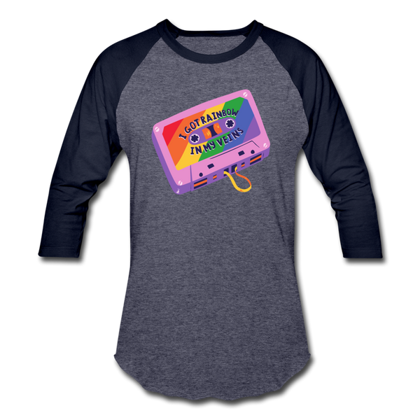 Rainbow Baseball T-Shirt - heather blue/navy
