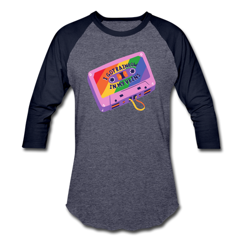 Rainbow Baseball T-Shirt - heather blue/navy