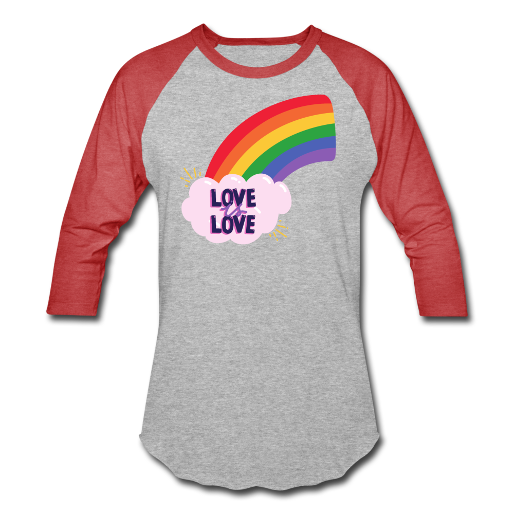 Love is Love Baseball T-Shirt - heather gray/red