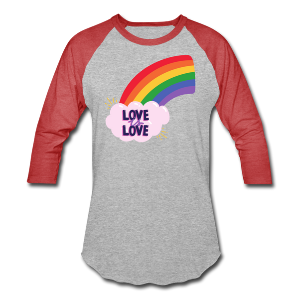 Love is Love Baseball T-Shirt - heather gray/red