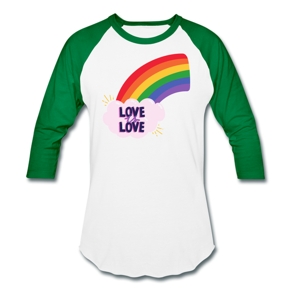 Love is Love Baseball T-Shirt - white/kelly green