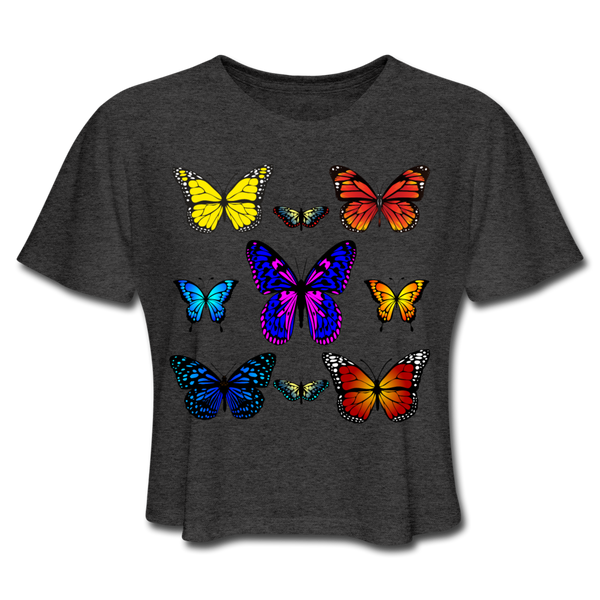 Butterfly Women's Cropped T-Shirt - deep heather
