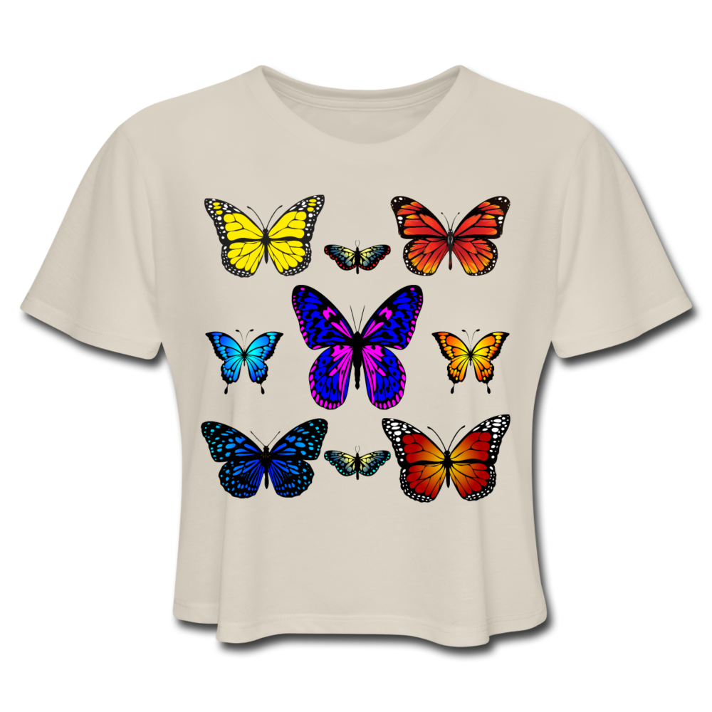 Butterfly Women's Cropped T-Shirt - dust