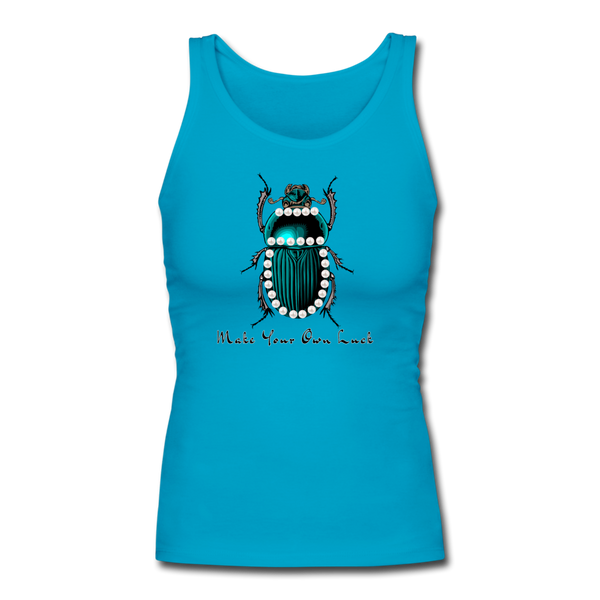 Beetle Luck Women's Longer Length Fitted Tank - turquoise