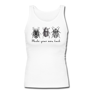 Beetle Luck Women's Longer Length Fitted Tank - white