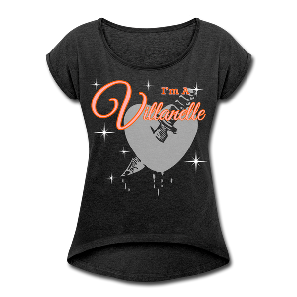 Villanelle Women's Roll Cuff T-Shirt - heather black