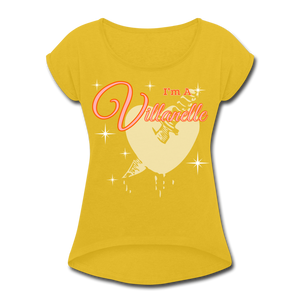 Villanelle Women's Roll Cuff T-Shirt - mustard yellow