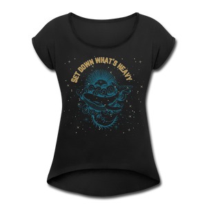 Heavy Women's Roll Cuff T-Shirt - black