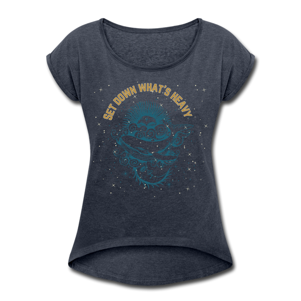 Heavy Women's Roll Cuff T-Shirt - navy heather
