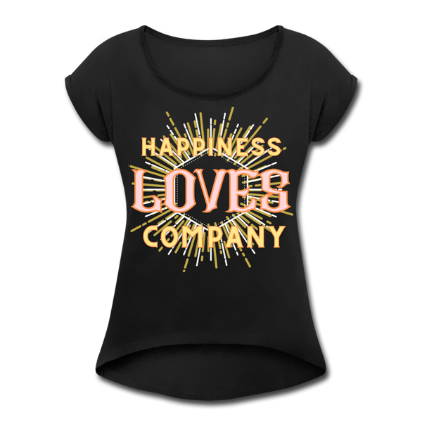Happiness Women's Roll Cuff T-Shirt - black