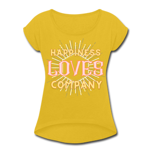 Happiness Women's Roll Cuff T-Shirt - mustard yellow
