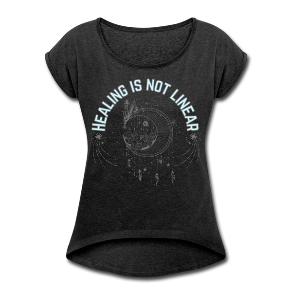 Healing Women's Roll Cuff T-Shirt - heather black