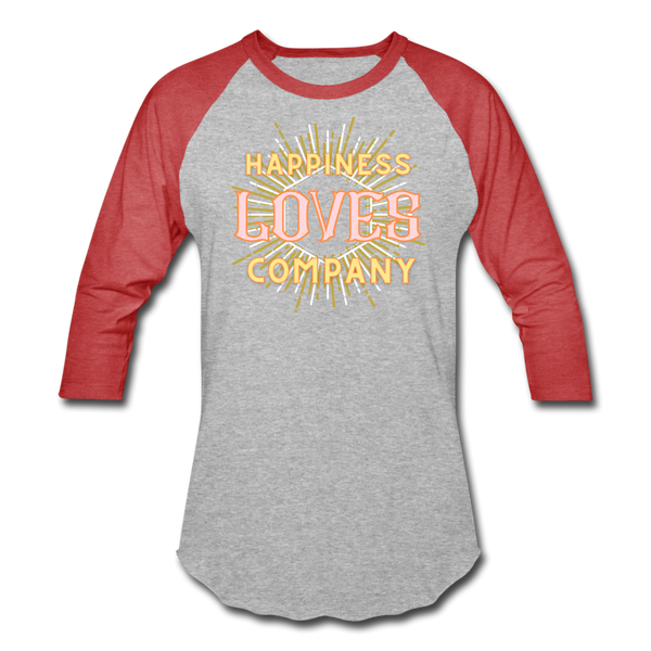 Happiness Baseball T-Shirt - heather gray/red