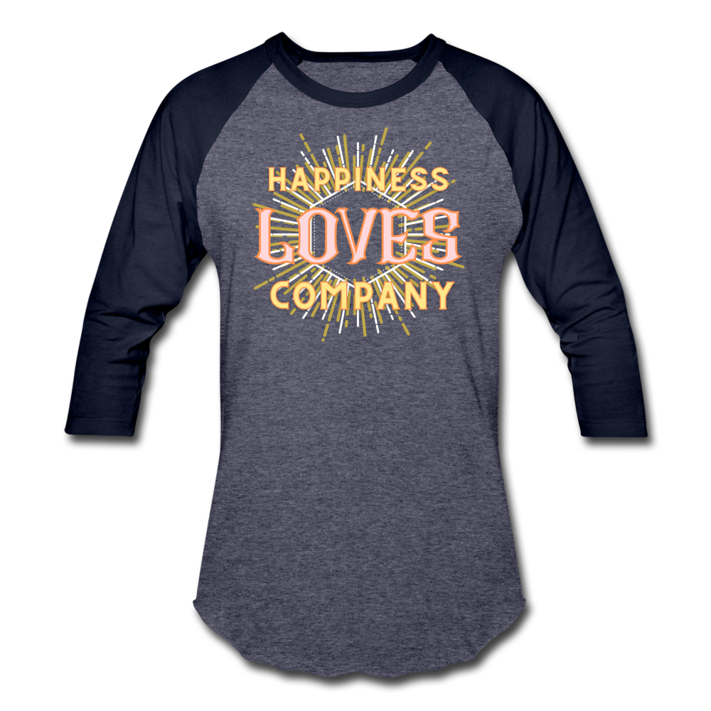 Happiness Baseball T-Shirt - heather blue/navy