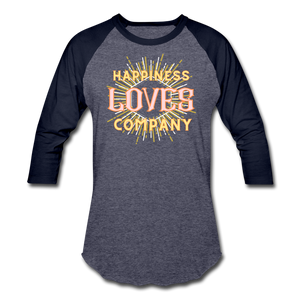 Happiness Baseball T-Shirt - heather blue/navy