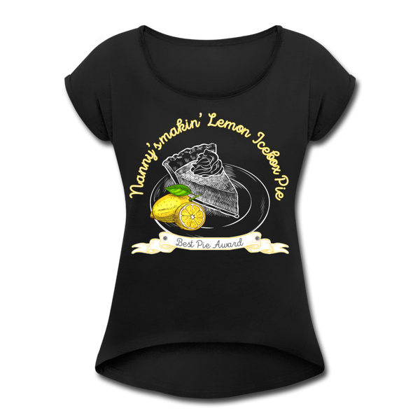 Lemon Ice Box Pie Women's Roll Cuff T-Shirt - black