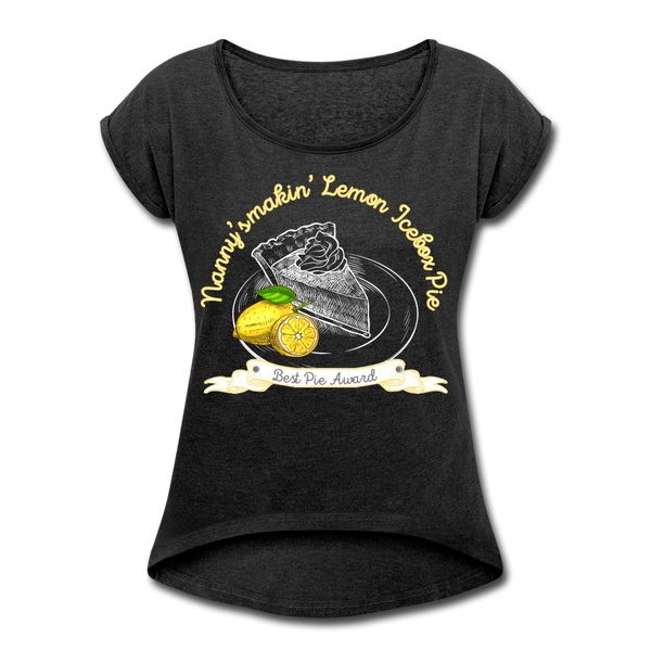 Lemon Ice Box Pie Women's Roll Cuff T-Shirt - heather black