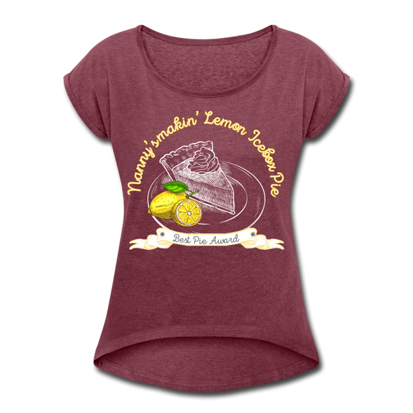 Lemon Ice Box Pie Women's Roll Cuff T-Shirt - heather burgundy