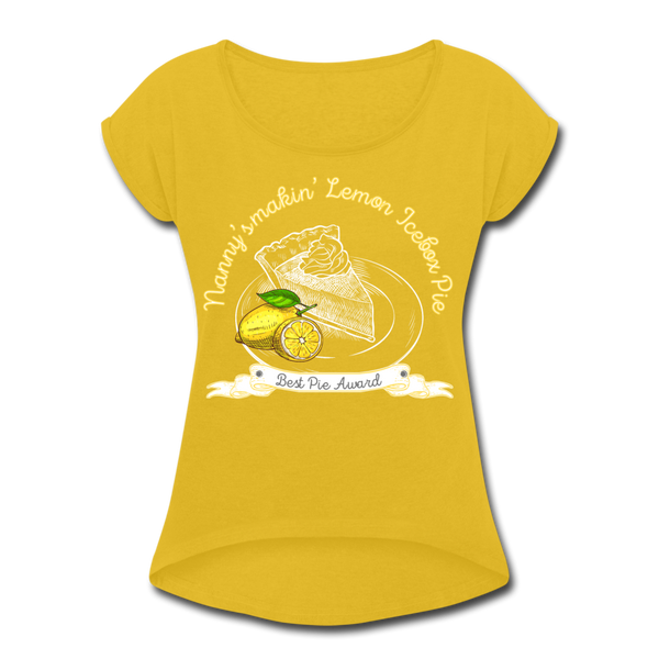 Lemon Ice Box Pie Women's Roll Cuff T-Shirt - mustard yellow