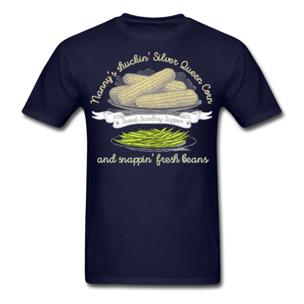 Shuckin' Corn & Snappin' Beans Unisex Classic T-Shirt - navy