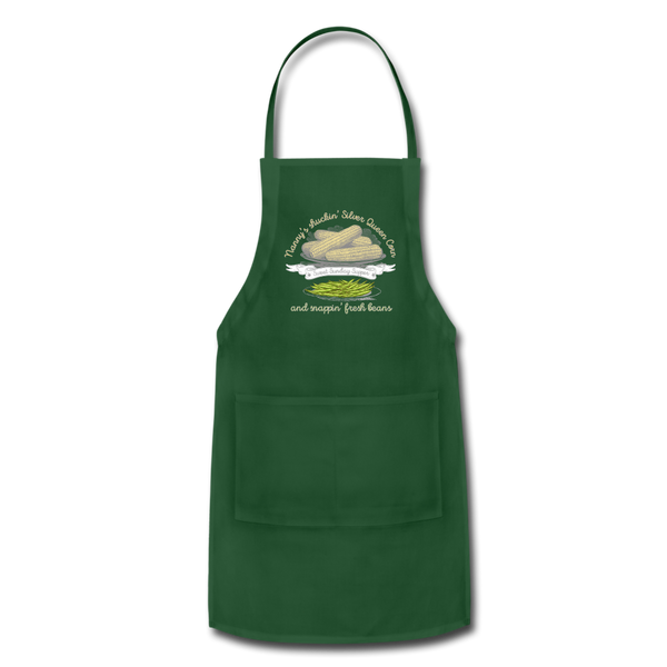 Shuckin' Corn & Snappin' Beans Adjustable Apron - forest green