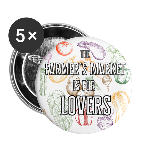 Farmer's Market Buttons large 2.2'' (5-pack) - white