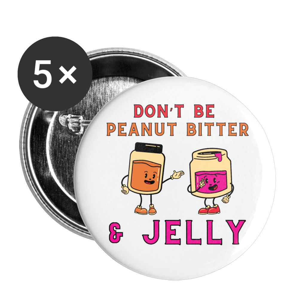 Peanut Bitter & Jelly Buttons large 2.2'' (5-pack) - white