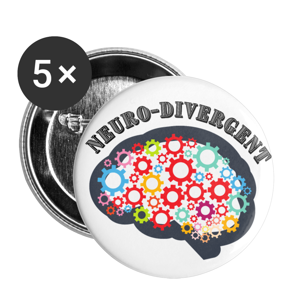 Neuro divergent Buttons large 2.2'' (5-pack) - white