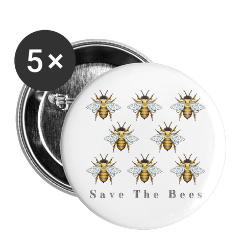 Bees Buttons large 2.2'' (5-pack) - white