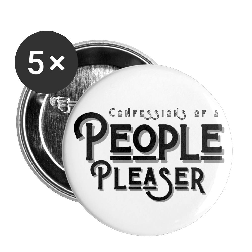 People Pleaser Buttons large 2.2'' (5-pack) - white