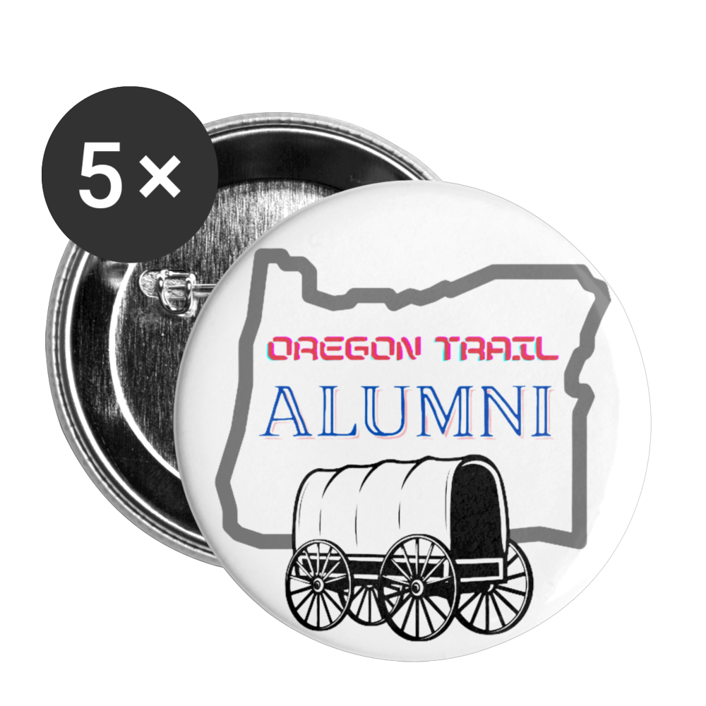 Oregon Trail Alumni Buttons large 2.2'' (5-pack) - white