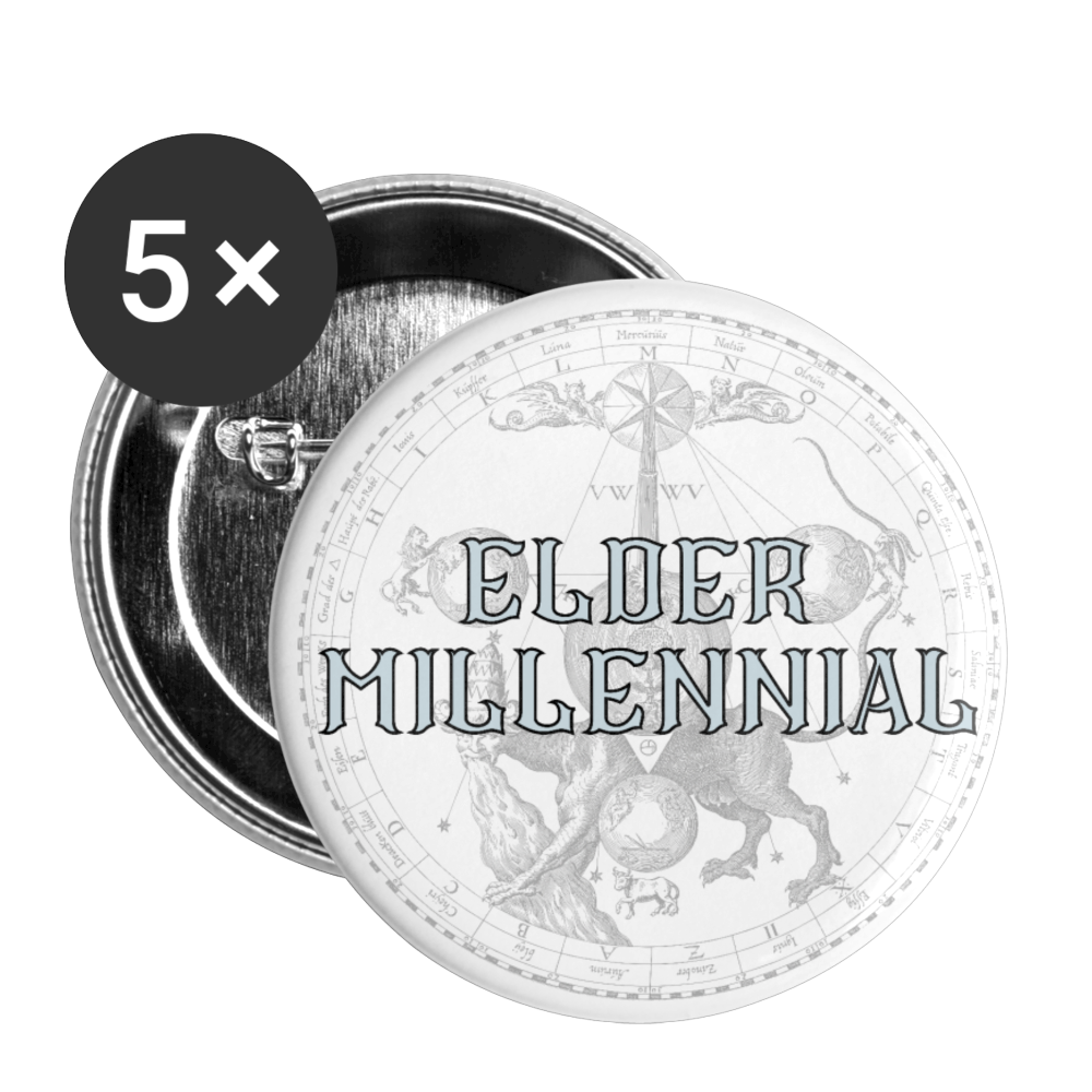 Elder Buttons large 2.2'' (5-pack) - white