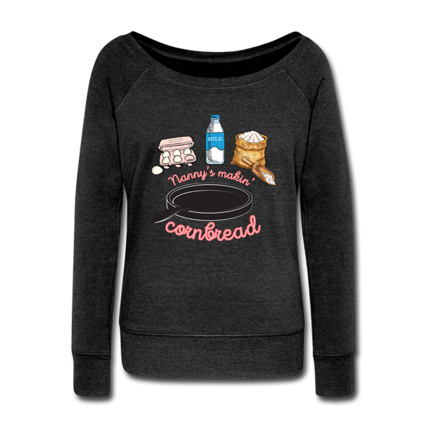 Cornbread Women's Wideneck Sweatshirt - heather black