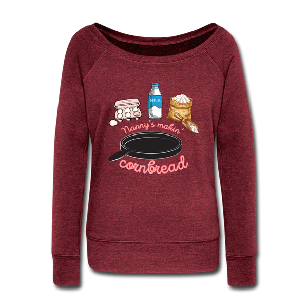 Cornbread Women's Wideneck Sweatshirt - cardinal triblend