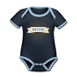 Devine Organic Contrast Short Sleeve Baby Bodysuit - navy/sky