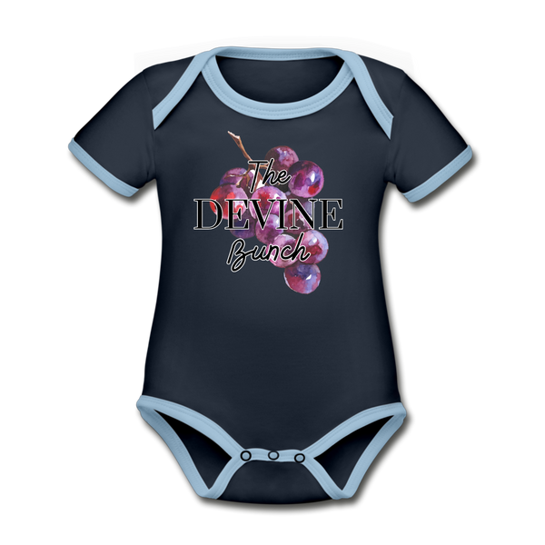 Devine Bunch Organic Contrast Short Sleeve Baby Bodysuit - navy/sky