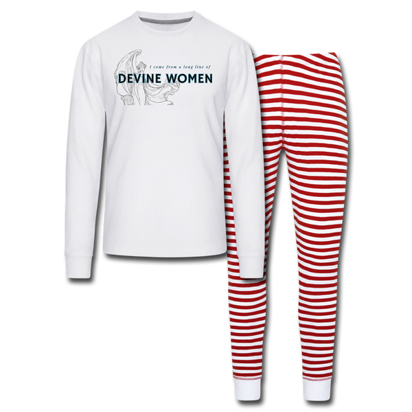 Divine Women Unisex Pajama Set - white/red stripe