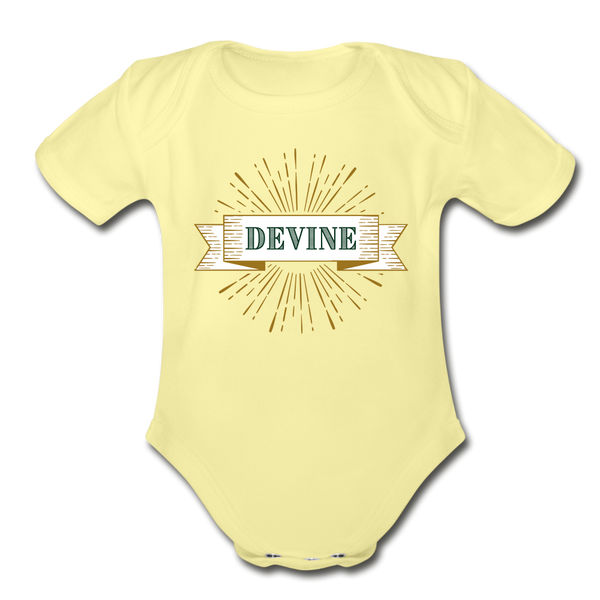 Devine Organic Short Sleeve Baby Bodysuit - washed yellow