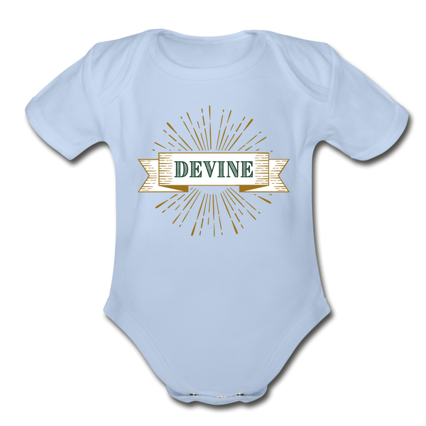 Devine Organic Short Sleeve Baby Bodysuit - sky