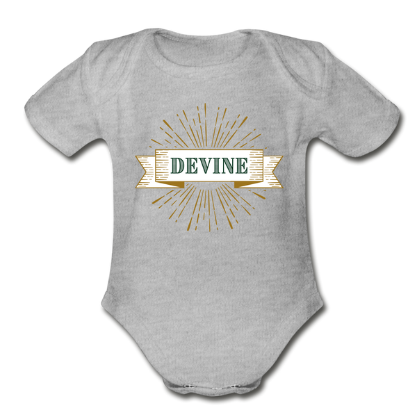 Devine Organic Short Sleeve Baby Bodysuit - heather grey