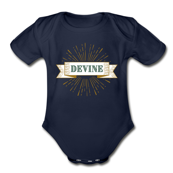 Devine Organic Short Sleeve Baby Bodysuit - dark navy