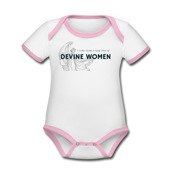 Devine women Organic Contrast Short Sleeve Baby Bodysuit - white/pink
